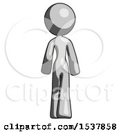 Gray Design Mascot Woman Walking Away Back View