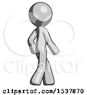 Poster, Art Print Of Gray Design Mascot Man Walking Away Direction Right View