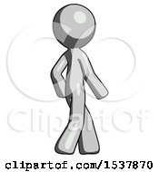 Gray Design Mascot Man Walking Away Direction Right View