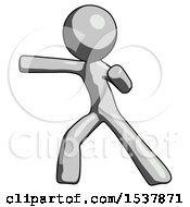 Gray Design Mascot Man Martial Arts Punch Left by Leo Blanchette