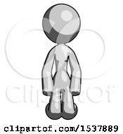Gray Design Mascot Woman Kneeling Front Pose