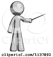 Poster, Art Print Of Gray Design Mascot Man Teacher Or Conductor With Stick Or Baton Directing