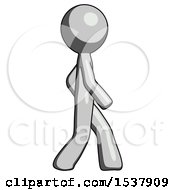 Poster, Art Print Of Gray Design Mascot Man Walking Right Side View