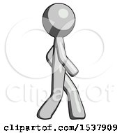 Gray Design Mascot Man Walking Right Side View
