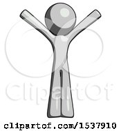 Poster, Art Print Of Gray Design Mascot Man With Arms Out Joyfully