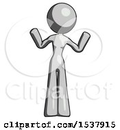 Gray Design Mascot Woman Shrugging Confused