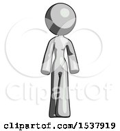 Poster, Art Print Of Gray Design Mascot Woman Walking Front View