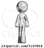 Gray Design Mascot Woman Walking Front View