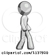 Poster, Art Print Of Gray Design Mascot Man Walking Turned Right Front View