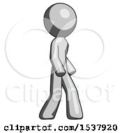 Gray Design Mascot Man Walking Turned Right Front View
