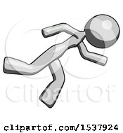 Poster, Art Print Of Gray Design Mascot Woman Running While Falling Down