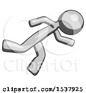 Poster, Art Print Of Gray Design Mascot Man Running While Falling Down
