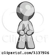 Gray Design Mascot Man Squatting Facing Front