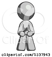 Poster, Art Print Of Gray Design Mascot Woman Squatting Facing Front