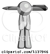 Gray Design Mascot Man Head Impaled With Pen