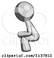 Gray Design Mascot Man Squatting Facing Left