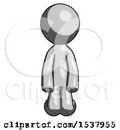 Gray Design Mascot Man Kneeling Front Pose