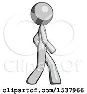 Gray Design Mascot Woman Walking Right Side View