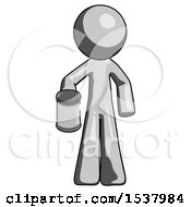 Poster, Art Print Of Gray Design Mascot Man Begger Holding Can Begging Or Asking For Charity
