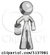 Poster, Art Print Of Gray Design Mascot Woman Begger Holding Can Begging Or Asking For Charity