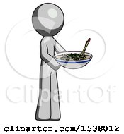 Poster, Art Print Of Gray Design Mascot Man Holding Noodles Offering To Viewer