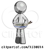 Poster, Art Print Of Gray Design Mascot Man Serving Or Presenting Noodles