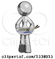 Poster, Art Print Of Gray Design Mascot Woman Serving Or Presenting Noodles