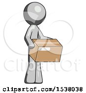 Poster, Art Print Of Gray Design Mascot Man Holding Package To Send Or Recieve In Mail