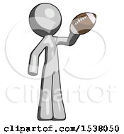 Poster, Art Print Of Gray Design Mascot Man Holding Football Up