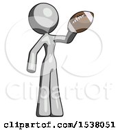 Poster, Art Print Of Gray Design Mascot Woman Holding Football Up