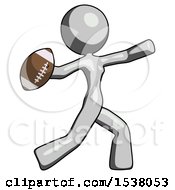 Poster, Art Print Of Gray Design Mascot Woman Throwing Football