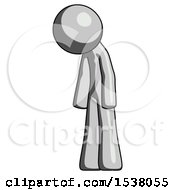 Poster, Art Print Of Gray Design Mascot Man Depressed With Head Down Turned Left