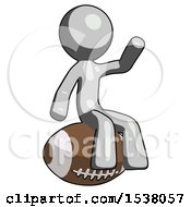 Poster, Art Print Of Gray Design Mascot Man Sitting On Giant Football