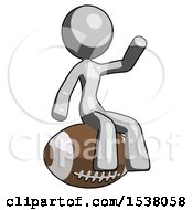 Poster, Art Print Of Gray Design Mascot Woman Sitting On Giant Football