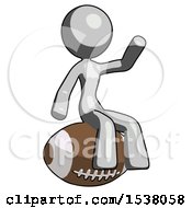 Gray Design Mascot Woman Sitting On Giant Football