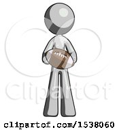 Poster, Art Print Of Gray Design Mascot Woman Giving Football To You