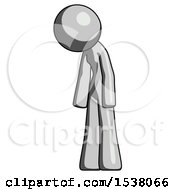 Poster, Art Print Of Gray Design Mascot Woman Depressed With Head Down Turned Left