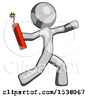 Gray Design Mascot Man Throwing Dynamite