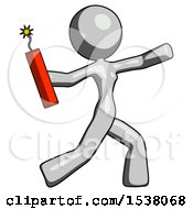 Gray Design Mascot Woman Throwing Dynamite