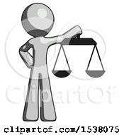 Poster, Art Print Of Gray Design Mascot Man Holding Scales Of Justice