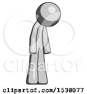 Gray Design Mascot Man Depressed With Head Down Turned Right