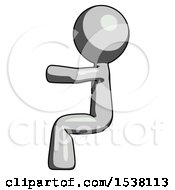 Poster, Art Print Of Gray Design Mascot Man Sitting Or Driving Position