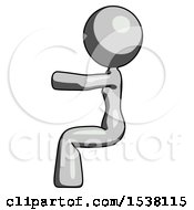 Gray Design Mascot Woman In Sitting Or Driving Position