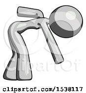 Gray Design Mascot Woman Bent Over Picking Something Up