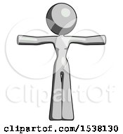 Gray Design Mascot Woman T Pose Arms Up Standing