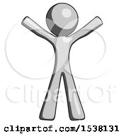 Poster, Art Print Of Gray Design Mascot Man Surprise Pose Arms And Legs Out