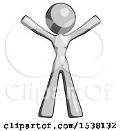 Poster, Art Print Of Gray Design Mascot Woman Surprise Pose Arms And Legs Out