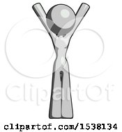 Poster, Art Print Of Gray Design Mascot Woman Hands Up