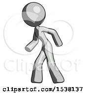 Poster, Art Print Of Gray Design Mascot Woman Suspenseaction Pose Facing Left