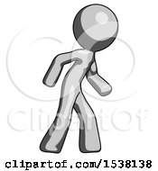 Poster, Art Print Of Gray Design Mascot Man Suspense Action Pose Facing Right